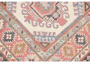 Tappeto Kazak Geometrico Rosso Mattone Avorio Corsia 86x400 Cm