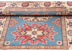Tappeto Kazak Stilizzato Azzurro Rosso Mattone 84x122 Cm
