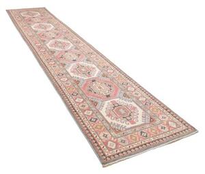 Tappeto Kazak Geometrico Rosso Mattone Avorio Corsia 86x400 Cm