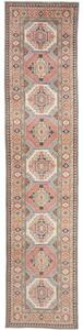 Tappeto Kazak Geometrico Rosso Mattone Avorio Corsia 86x400 Cm