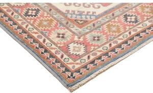 Tappeto Kazak Geometrico Rosso Mattone Avorio Corsia 86x400 Cm