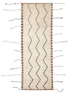 Tappeto Berbero Geometrico Avorio Marrone Scuro Corsia 108x303 Cm