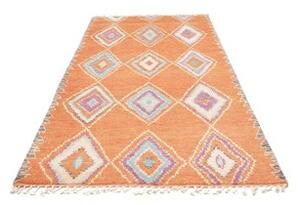 Tappeto Berbero Geometrico Arancione Beige 145x246 Cm