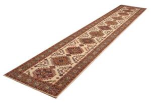 Tappeto Kazak Fine Geometrico Avorio Rosso Ruggine Corsia 79x404 Cm