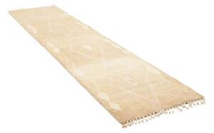 Tappeto Berbero Geometrico Beige Avorio Corsia 79x316 Cm