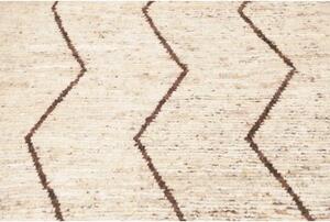 Tappeto Berbero Geometrico Avorio Marrone Scuro Corsia 108x303 Cm