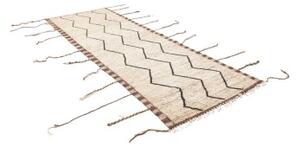 Tappeto Berbero Geometrico Avorio Marrone Scuro Corsia 108x303 Cm
