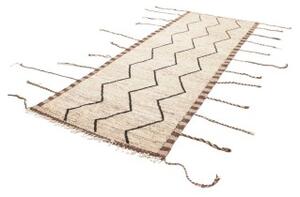 Tappeto Berbero Geometrico Avorio Marrone Scuro Corsia 108x303 Cm