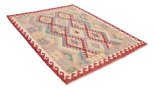 Tappeto Kilim Geometrico Rosso Beige 158x196 Cm