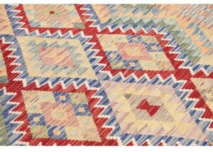 Tappeto Kilim Geometrico Rosso Beige 158x196 Cm