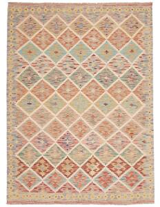 Tappeto Kilim Geometrico Beige Multicolore 148x202 Cm