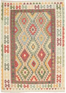 Tappeto Kilim Geometrico Avorio Rosso 153x210 Cm