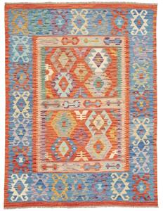 Tappeto Kilim Geometrico Blu Arancione 148x197 Cm