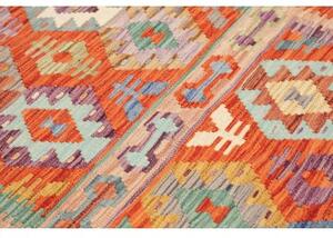 Tappeto Kilim Geometrico Blu Arancione 148x197 Cm