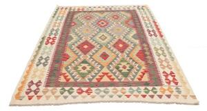 Tappeto Kilim Geometrico Avorio Rosso 153x210 Cm