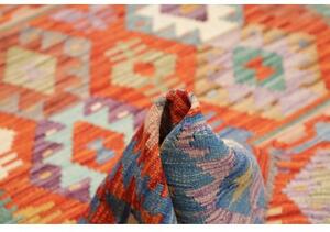 Tappeto Kilim Geometrico Blu Arancione 148x197 Cm