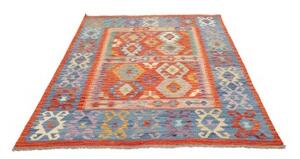 Tappeto Kilim Geometrico Blu Arancione 148x197 Cm