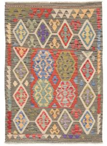 Tappeto Kilim Stilizzato Grigio Antracite Multicolore 101x146 Cm