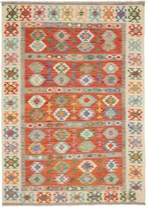 Tappeto Kilim Geometrico Rosso Beige 172x248 Cm