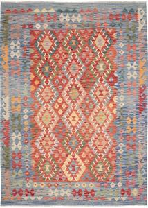 Tappeto Kilim Geometrico Rosso Azzurro 173x241 Cm
