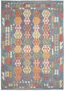 Tappeto Kilim Stilizzato Blu Beige 206x298 Cm