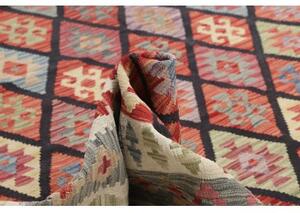 Tappeto Kilim Geometrico Rosso Mattone Blu 316x493 Cm