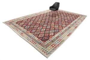 Tappeto Kilim Geometrico Rosso Mattone Blu 316x493 Cm