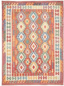 Tappeto Kilim Geometrico Rosso Mattone Avorio 177x245 Cm