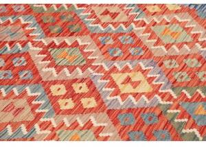 Tappeto Kilim Geometrico Rosso Azzurro 173x241 Cm