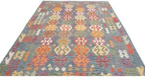 Tappeto Kilim Stilizzato Blu Beige 206x298 Cm