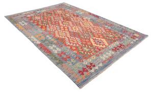 Tappeto Kilim Geometrico Rosso Azzurro 173x241 Cm