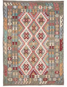 Tappeto Kilim Geometrico Grigio Multicolore 172x241 Cm