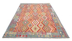 Tappeto Kilim Geometrico Rosso Blu 170x237 Cm