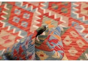 Tappeto Kilim Geometrico Rosso Azzurro 173x241 Cm