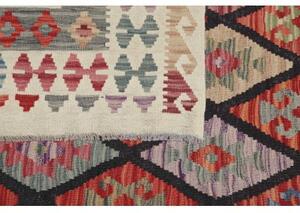 Tappeto Kilim Geometrico Rosso Mattone Blu 316x493 Cm