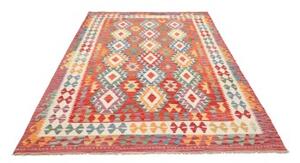 Tappeto Kilim Geometrico Rosso Mattone Avorio 177x245 Cm