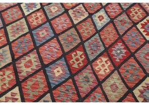 Tappeto Kilim Geometrico Rosso Mattone Blu 316x493 Cm
