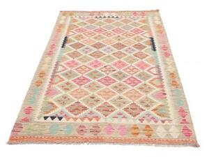 Tappeto Kilim Geometrico Beige Multicolore 105x196 Cm