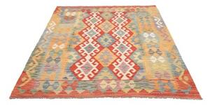 Tappeto Kilim Geometrico Rosso Giallo Ocra 153x202 Cm