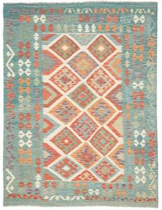 Tappeto Kilim Geometrico Verde Petrolio Avorio 154x202 Cm