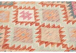 Tappeto Kilim Geometrico Terracotta Azzurro 97x207 Cm