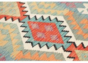Tappeto Kilim Geometrico Azzurro Rosso Mattone 102x155 Cm
