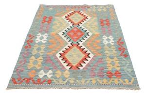 Tappeto Kilim Geometrico Azzurro Rosso Mattone 102x155 Cm