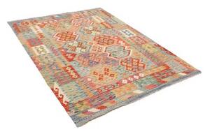 Tappeto Kilim Stilizzato Multicolore Beige 152x192 Cm