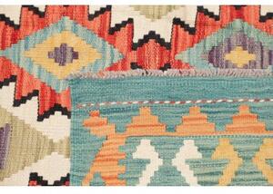 Tappeto Kilim Geometrico Verde Petrolio Arancione 147x197 Cm