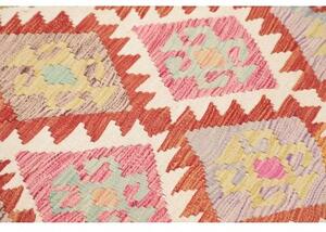 Tappeto Kilim Geometrico Rosso Ruggine Beige 95x200 Cm