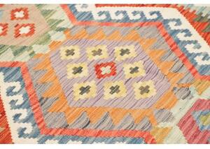 Tappeto Kilim Geometrico Azzurro Rosso Mattone 153x195 Cm