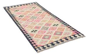 Tappeto Kilim Geometrico Blu Scuro Rosa 96x195 Cm
