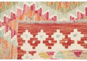 Tappeto Kilim Geometrico Beige Rosso 102x192 Cm