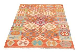 Tappeto Kilim Geometrico Arancione Beige 102x148 Cm
